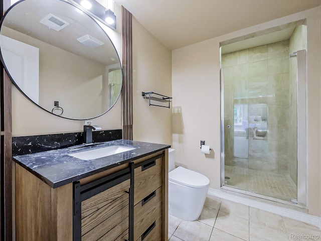 4575 Forest Edge Ln, West Bloomfield, MI 48323 - full bath with toilet, vanity, tile patterned floors, and a shower stall
