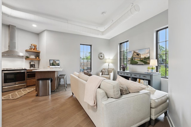 804 N Main St Unit 2C, Rochester, MI 48307 - living area featuring light wood-type flooring and recessed lighting
