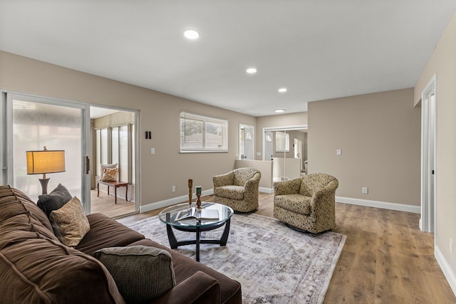 8903 Appleton, Redford, MI 48239 - living area featuring baseboards, light wood-type flooring, and recessed lighting