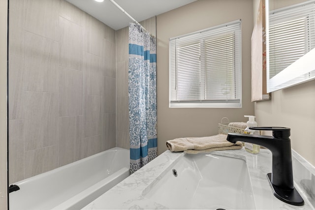 8903 Appleton, Redford, MI 48239 - bathroom with a sink and shower / tub combo with curtain