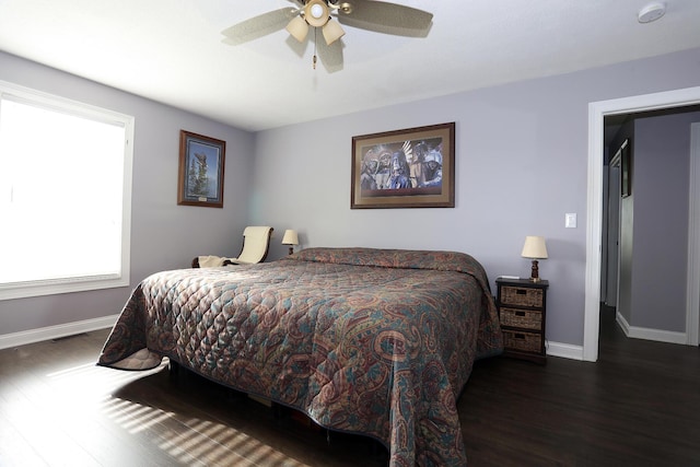 113 Davis Dr, Brooklyn, MI 49230 - bedroom featuring wood finished floors, baseboards, and ceiling fan