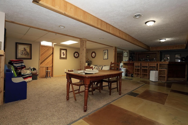 113 Davis Dr, Brooklyn, MI 49230 - dining room featuring a textured ceiling and wood walls