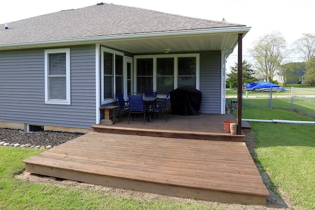 113 Davis Dr, Brooklyn, MI 49230 - wooden deck with area for grilling and outdoor dining space