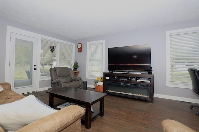 113 Davis Dr, Brooklyn, MI 49230 - living room featuring baseboards, wood finished floors, and healthy amount of natural light