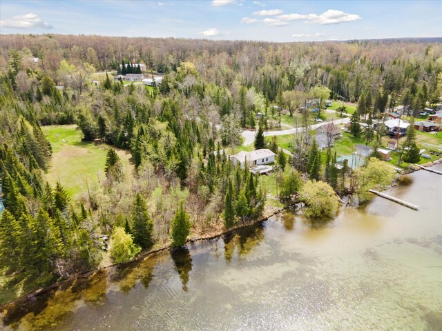 9168 Clewley Rd, Lachine, MI 49753 - aerial view of a heavily wooded area and a nearby body of water