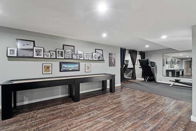 24346 Vargas Dr, Mattawan, MI 49071 - game room with wood finished floors, baseboards, and recessed lighting