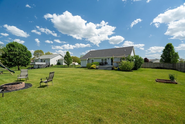 24346 Vargas Dr, Mattawan, MI 49071 - view of yard featuring a fire pit