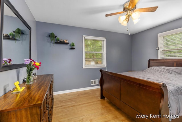 756 66th St SE, Grand Rapids, MI 49548 - bedroom with light wood-style flooring, baseboards, and a ceiling fan