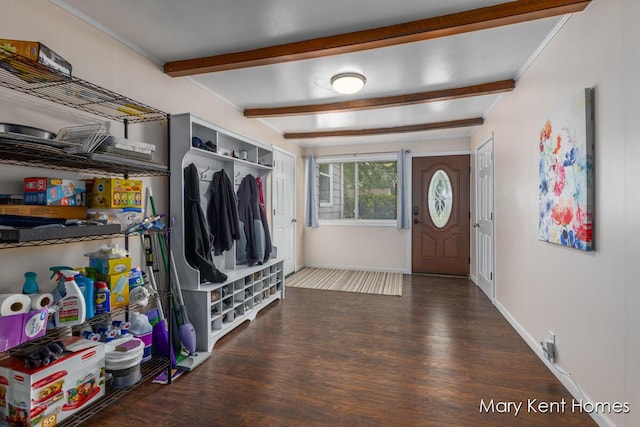 756 66th St SE, Grand Rapids, MI 49548 - entrance foyer with wood finished floors, beam ceiling, and baseboards