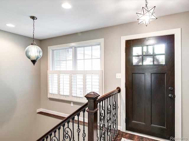 5076 Birch Ave, Lexington, MI 48450 - foyer entrance with plenty of natural light, wood finished floors, recessed lighting, and baseboards
