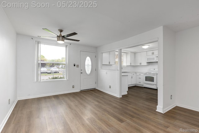 464 W Jarvis Ave, Hazel Park, MI 48030 - foyer entrance with a ceiling fan, dark wood-type flooring, and baseboards