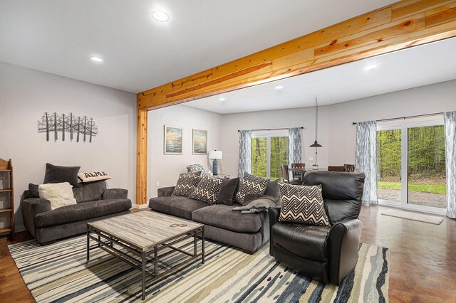 5301 Durga Rd, Williamsburg, MI 49690 - living room featuring recessed lighting and wood finished floors