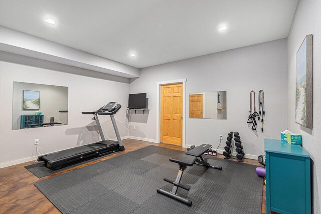 5301 Durga Rd, Williamsburg, MI 49690 - workout area with baseboards and recessed lighting