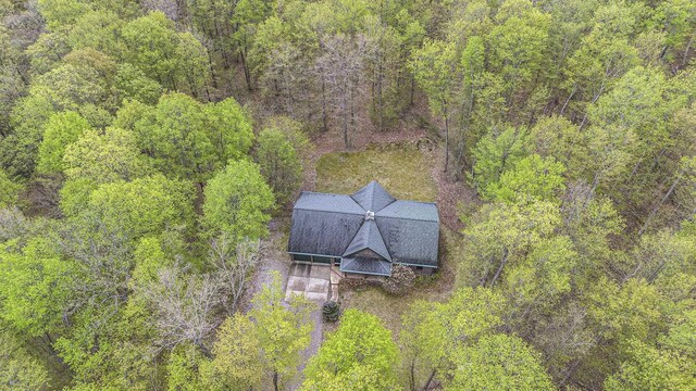 5301 Durga Rd, Williamsburg, MI 49690 - view from above of property with a heavily wooded area