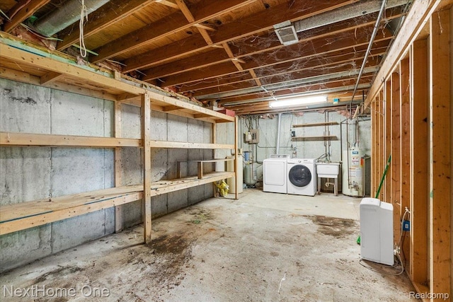 7469 Longworth Dr, Brighton, MI 48116 - unfinished below grade area featuring separate washer and dryer and water heater