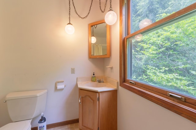 10109 Lauer Rd, Baroda, MI 49101 - bathroom with vanity, toilet, and baseboards