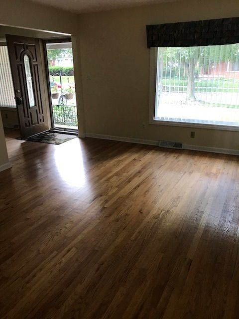 4139 Yorba Linda Blvd, Royal Oak, MI 48073 - empty room with plenty of natural light, baseboards, and dark wood-type flooring