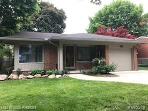 4139 Yorba Linda Blvd, Royal Oak, MI 48073 - ranch-style home featuring driveway, a garage, a front yard, and brick siding