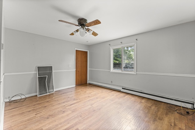 80 E Mahan Ave, Hazel Park, MI 48030 - empty room with baseboard heating, ceiling fan, wood finished floors, and baseboards