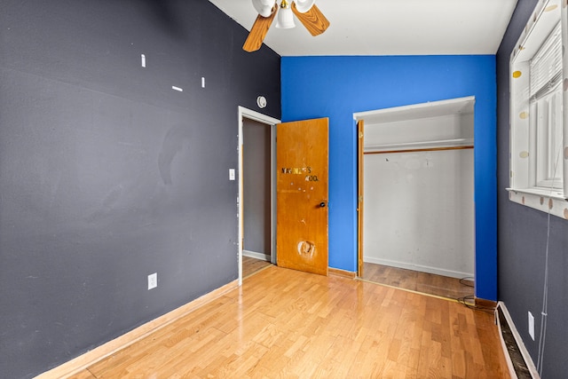 80 E Mahan Ave, Hazel Park, MI 48030 - unfurnished bedroom featuring wood finished floors, a closet, ceiling fan, and baseboards