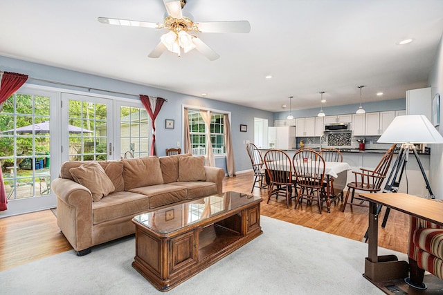 925 Plym Rd, Niles, MI 49120 - living room featuring light wood-type flooring, recessed lighting, and ceiling fan