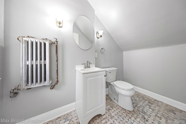 94 E Boston Blvd, Detroit, MI 48202 - half bath featuring radiator heating unit, vanity, and lofted ceiling