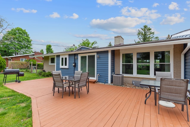 1533 Walton Blvd, Rochester Hills, MI 48309 - deck with outdoor dining space, central AC unit, and a grill