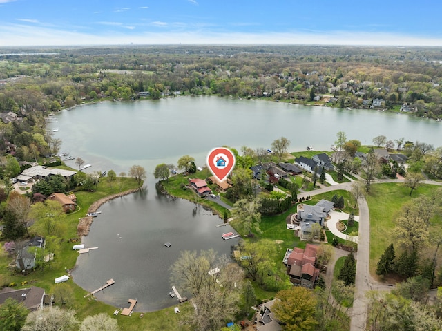 6351 Alden Dr, West Bloomfield, MI 48324 - aerial overview of property's location featuring a nearby body of water and nearby suburban area