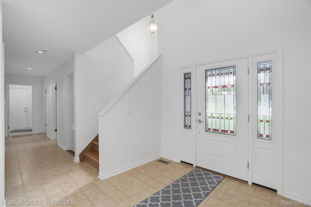 5844 Independence Ln, West Bloomfield, MI 48322 - entrance foyer featuring stairs, recessed lighting, and baseboards