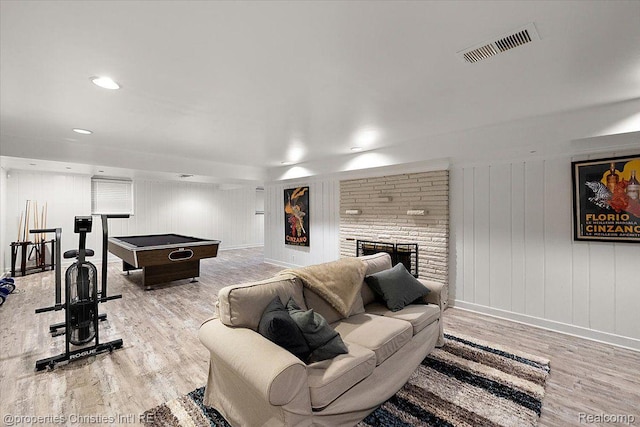 4889 Ardmore Dr, Bloomfield Hills, MI 48302 - playroom featuring wood finished floors, billiards, a fireplace, and baseboards