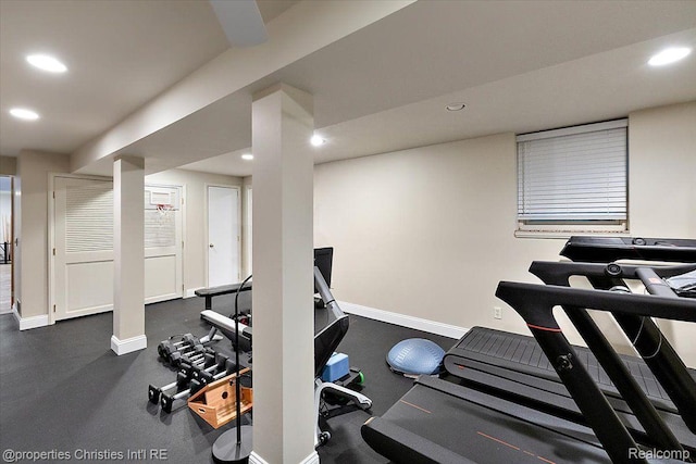 4889 Ardmore Dr, Bloomfield Hills, MI 48302 - workout room with recessed lighting and baseboards