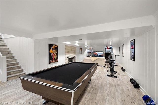 4889 Ardmore Dr, Bloomfield Hills, MI 48302 - game room featuring wood finished floors, billiards table, and a brick fireplace