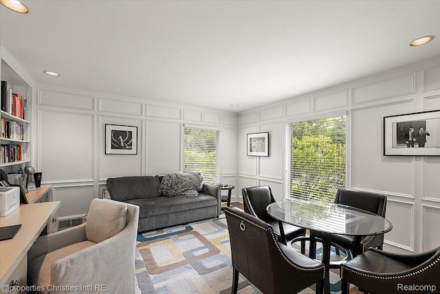 4889 Ardmore Dr, Bloomfield Hills, MI 48302 - dining area featuring a decorative wall, crown molding, and recessed lighting
