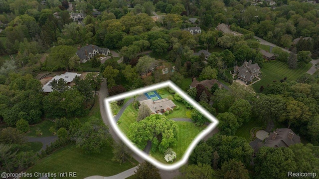 4889 Ardmore Dr, Bloomfield Hills, MI 48302 - aerial overview of property's location featuring property parcel outlined