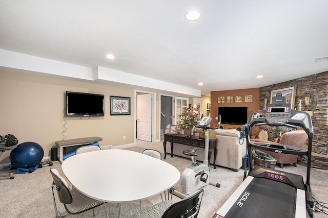 6371 Colorado Ct, Norton Shores, MI 49441 - exercise area with light colored carpet, baseboards, and recessed lighting