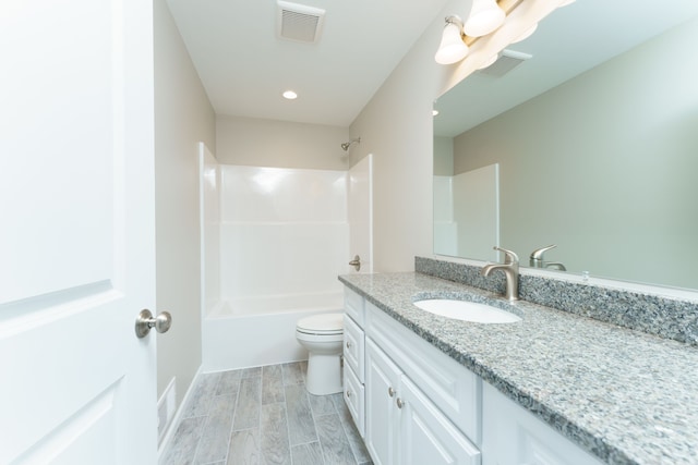 9674 Iosco Ridge Dr, Gregory, MI 48137 - full bath with toilet, vanity, wood tiled floors, shower / washtub combination, and recessed lighting