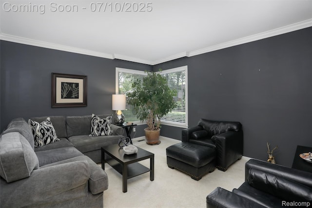 3445 Medford Dr, Troy, MI 48084 - living room with crown molding and carpet floors