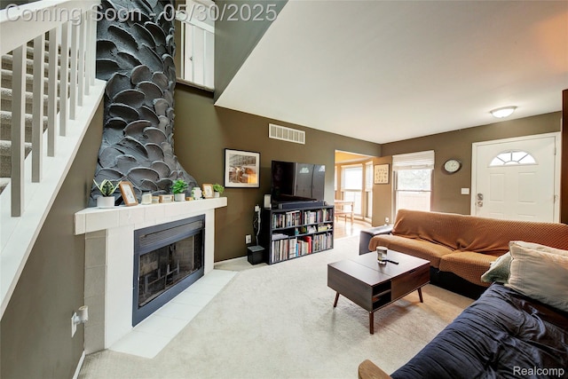 41381 Northwind Dr, Canton, MI 48188 - carpeted living room featuring a fireplace