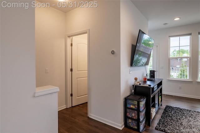 3217 Chambers W Unit 87, Wixom, MI 48393 - corridor with dark wood-style flooring, baseboards, and recessed lighting