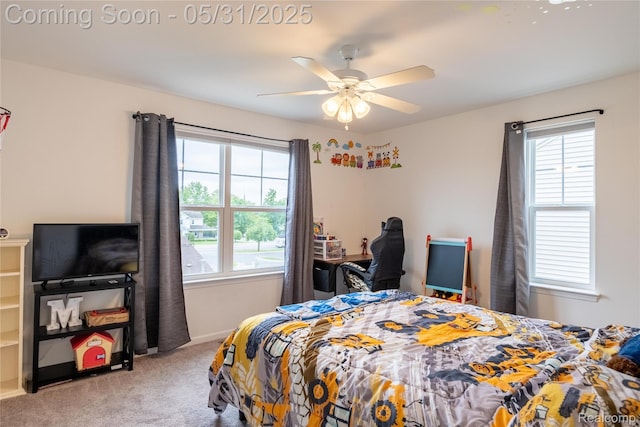 3217 Chambers W Unit 87, Wixom, MI 48393 - carpeted bedroom with multiple windows and a ceiling fan