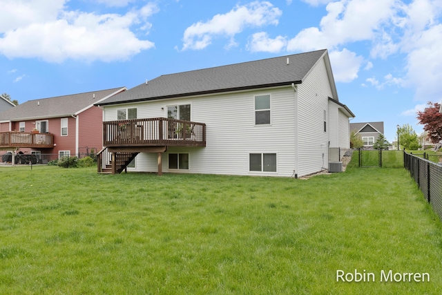 11648 Everette Ave, Allendale, MI 49401 - back of house featuring a wooden deck, stairs, and central AC