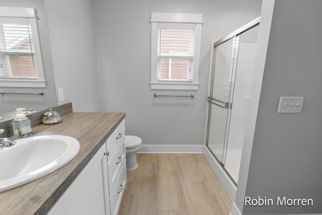 11648 Everette Ave, Allendale, MI 49401 - bathroom featuring healthy amount of natural light, a shower stall, vanity, and baseboards