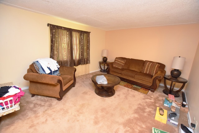 3215 Mackin Rd, Flint, MI 48504 - carpeted living room with a textured ceiling and baseboards