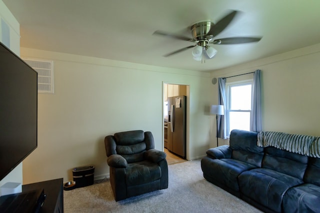 24690 Annapolis St, Dearborn Heights, MI 48125 - living area with a ceiling fan and light colored carpet