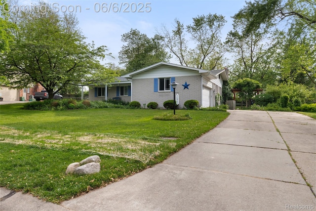 36963 Heatherton Dr, Farmington, MI 48335 - view of front of property with brick siding, a front lawn, and concrete driveway