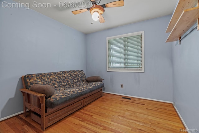 36963 Heatherton Dr, Farmington, MI 48335 - sitting room featuring light wood finished floors, ceiling fan, and baseboards