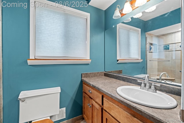 36963 Heatherton Dr, Farmington, MI 48335 - bathroom with vanity, toilet, and tiled shower