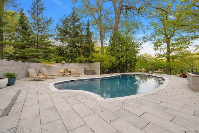 7371 Lindenmere Dr, Bloomfield Hills, MI 48301 - view of swimming pool with a patio and view of scattered trees