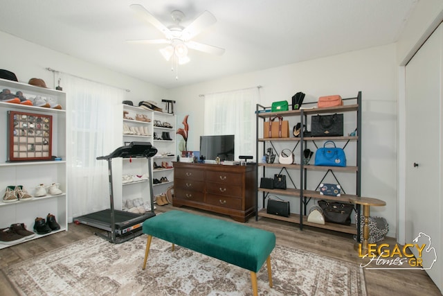 3051 Lantana Ct SE, Kentwood, MI 49512 - office area with wood finished floors and a ceiling fan