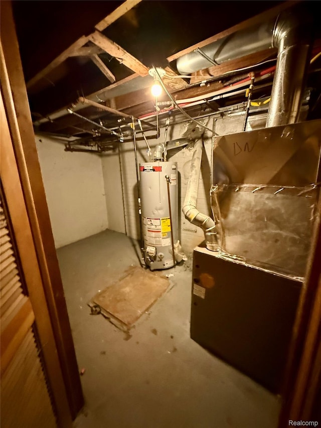 17167 Roselawn St, Detroit, MI 48221 - unfinished basement featuring water heater and heating unit